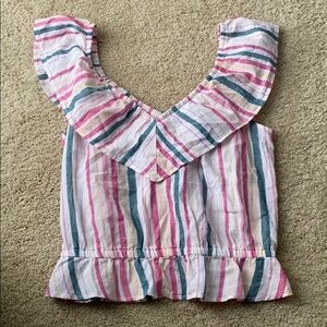 NWT express striped ruffle crop size large